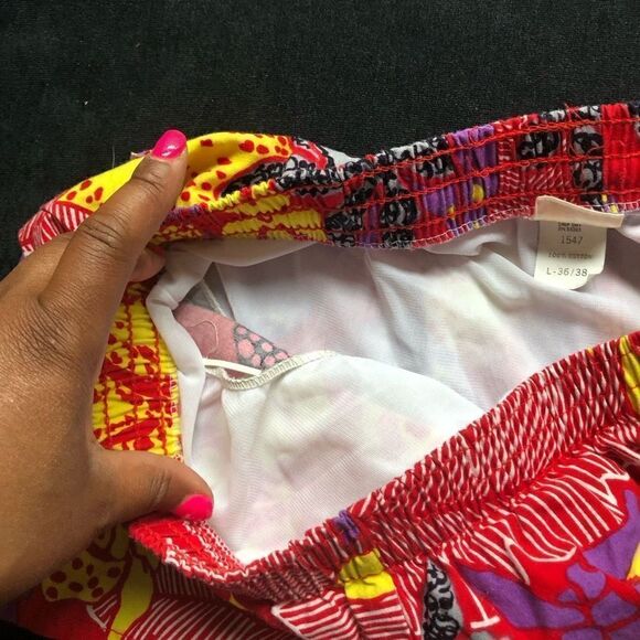 California Shores Vintage Swim Shorts Lined Red Floral Size L - Picture 6 of 6